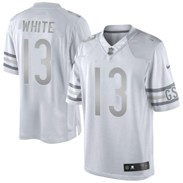 Men's Chicago Bears #13 Kevin White White Platinum Limited Jersey