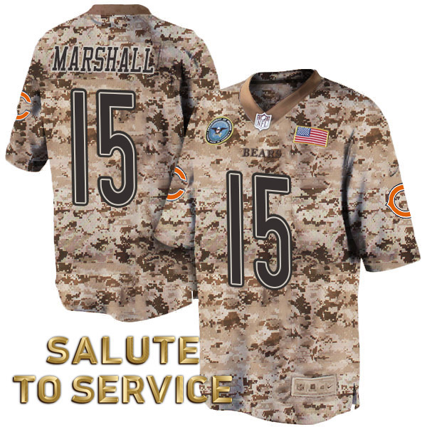 Chicago Bears #15 Brandon Marshall Salute to Service Digital Camo Jersey