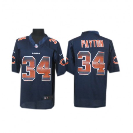 Women's Chicago Bears #34 Walter Payton Navy Blue Fashion Strobe Jersey