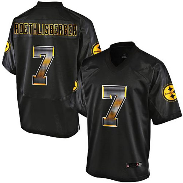 Mens Pittsburgh Steelers #7 Ben Roethlisberger Pro Line Black Strobe Jersey