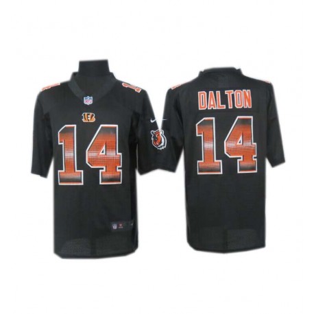 Cincinnati Bengals #14 Andy Dalton Black Fashion Strobe Jersey