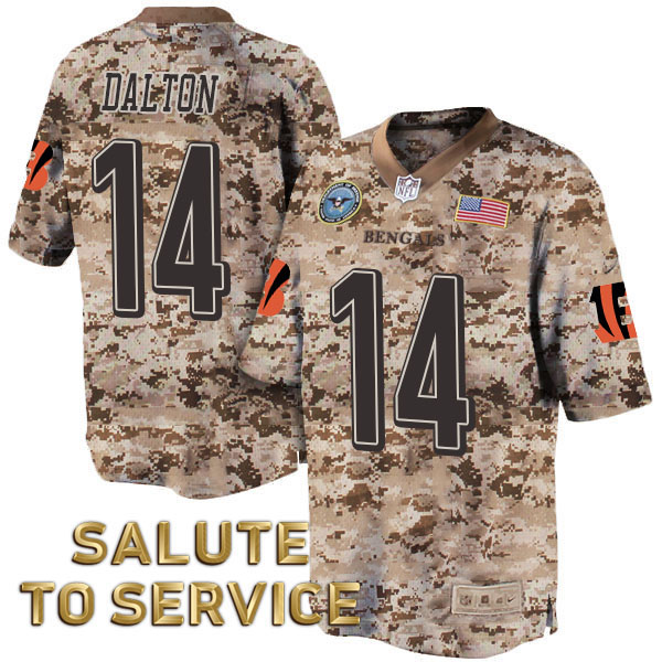 Cincinnati Bengals #14 Andy Dalton Salute to Service Digital Camo Jersey