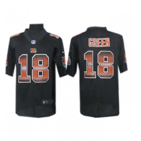 Cincinnati Bengals #18 A.J. Green Black Fashion Strobe Jersey