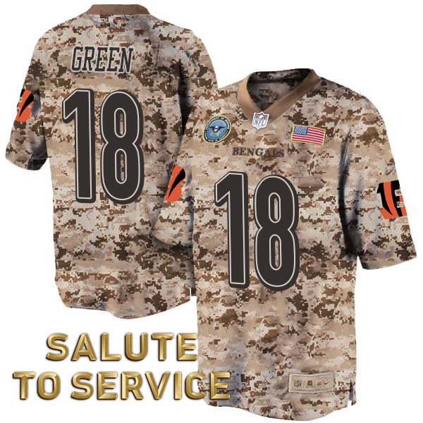 Cincinnati Bengals #18 A.J. Green Salute to Service Digital Camo Jersey