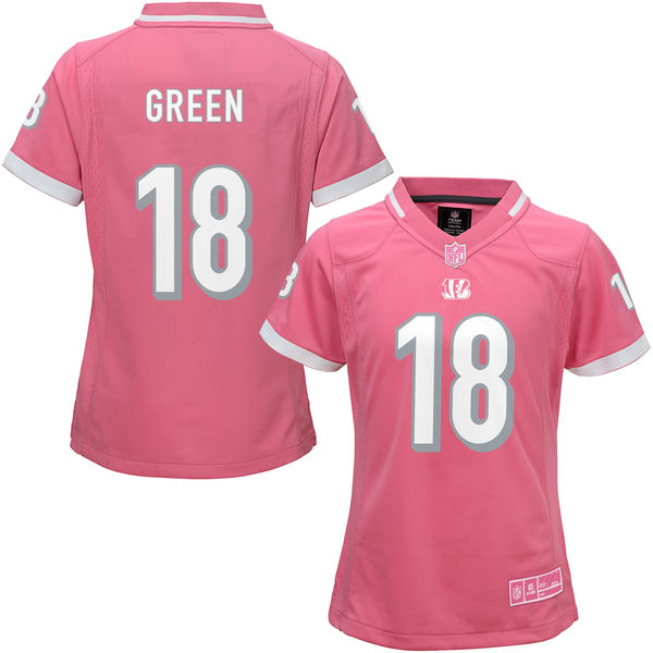 Women's Cincinnati Bengals #18 AJ Green Pink Bubble Gum Jersey