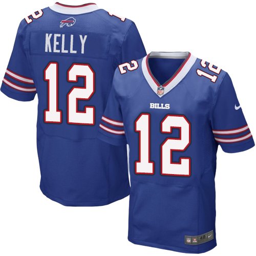 Men's Buffalo Bills #12 Jim Kelly Blue Elite Retired Player Jersey