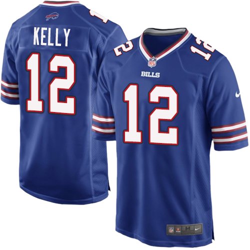 Men's Buffalo Bills #12 Jim Kelly Blue Game Retired Player Jersey