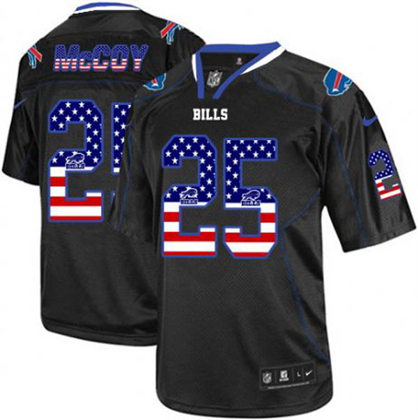 Kickoff Sale: Buffalo Bills #25 LeSean McCoy USA Flag Fashion Black Jersey