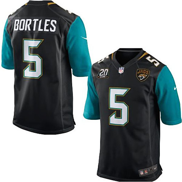 Mens Jacksonville Jaguars #5 Blake Bortles Nike Black 20th Season Patch Game Jersey