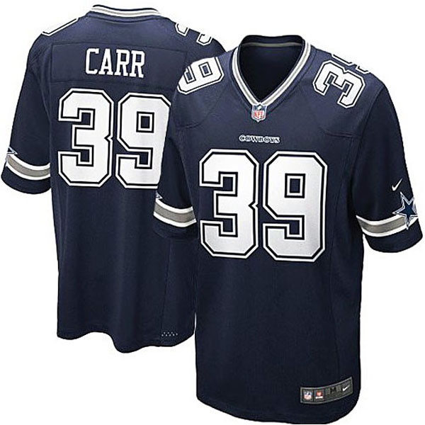 Men's Dallas Cowboys #39 Brandon Carr Nike Navy Blue Team Color Game Jersey