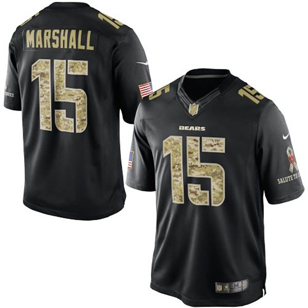 Men's Chicago Bears #15 Brandon Marshall Nike Black Salute To Service Jersey