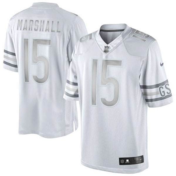 Men's Chicago Bears #15 Brandon Marshall Nike White Platinum Limited Jersey