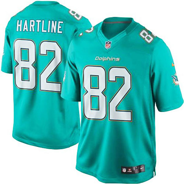 Men's Miami Dolphins #82 Brian Hartline Nike Aqua Team Color Limited Jersey