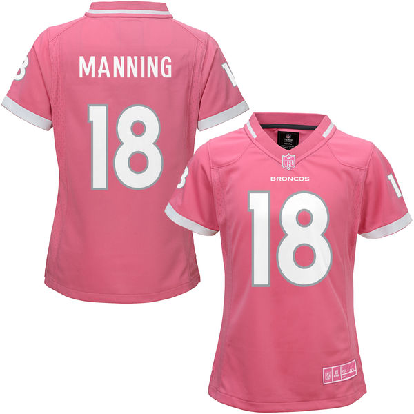 Women's Denver Broncos #18 Peyton Manning Pink Bubble Gum Jersey