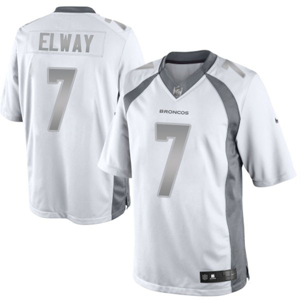 Men's Denver Broncos #7 John Elway White Platinum Limited Jersey