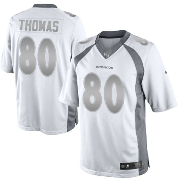 Men's Denver Broncos #80 Julius Thomas White Platinum Limited Jersey