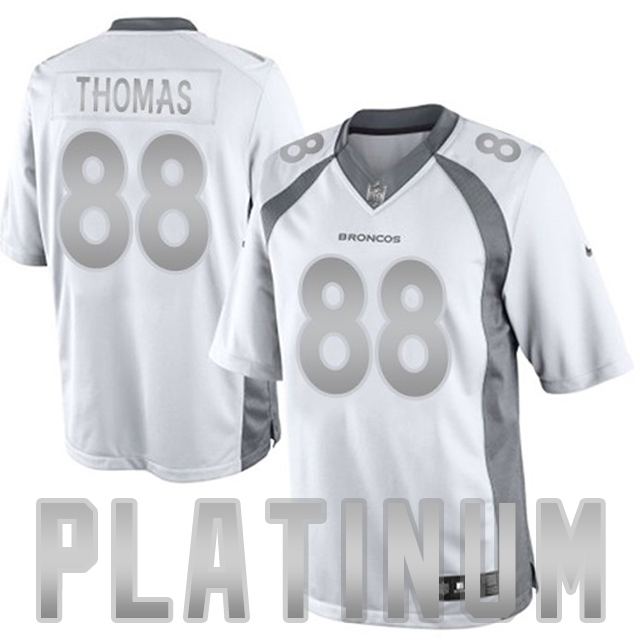 Men's Denver Broncos #88 Demaryius Thomas White Platinum Limited Jersey