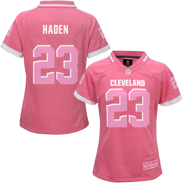 Women's Cleveland Browns #23 Joe Haden Pink Bubble Gum Jersey