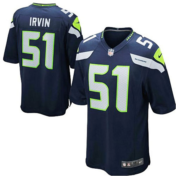 Mens Seattle Seahawks #51 Bruce Irvin Nike College Navy Game Jersey