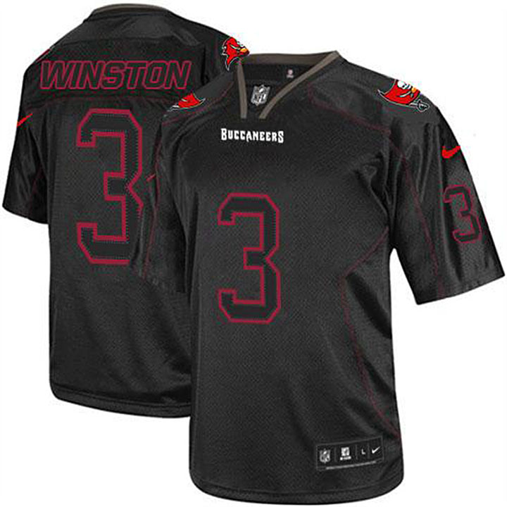 NFL Tampa Bay Buccaneers #3 Jameis Winston Lights out Elite Black Jersey