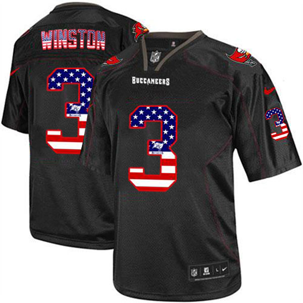 Tampa Bay Buccaneers #3 Jameis Winston Nike Black USA Flag Fashion Jersey