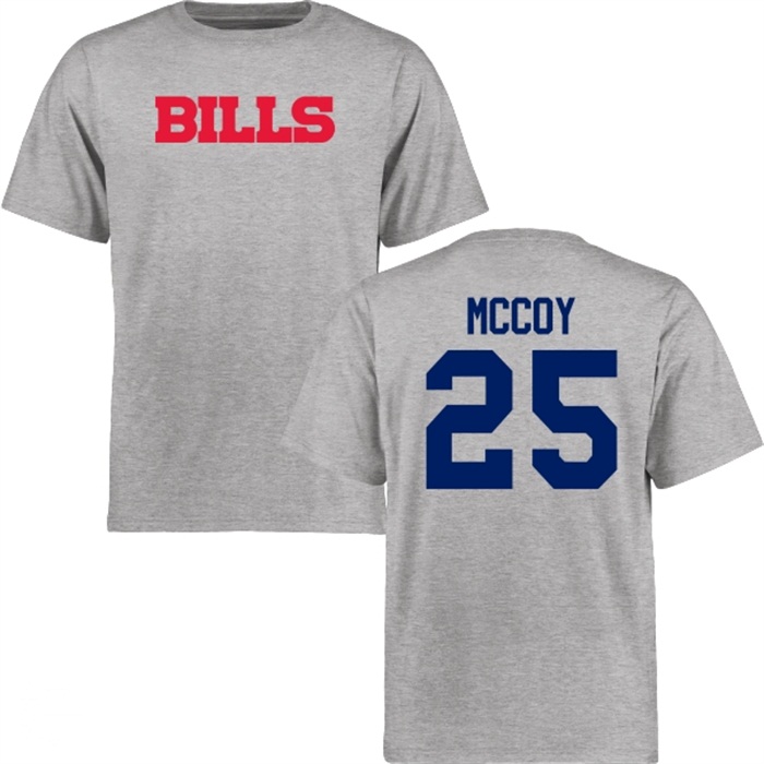 Buffalo Bills #25 LeSean McCoy Gray Name & Number Wordmark T-shirt