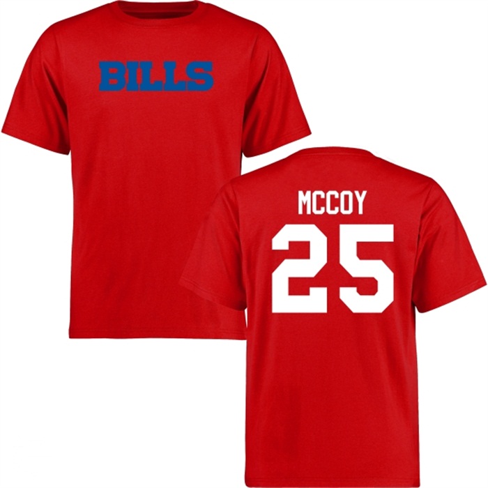 Buffalo Bills #25 LeSean McCoy Red Name & Number Wordmark T-shirt