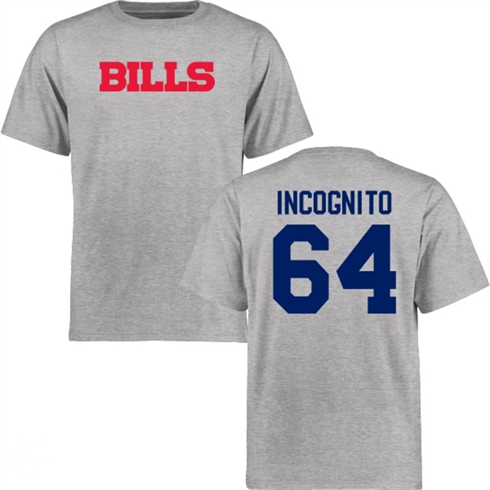 Buffalo Bills #64 Richie Incognito Gray Name & Number Wordmark T-shirt