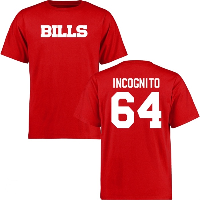 Buffalo Bills #64 Richie Incognito Red Name & Number Wordmark T-shirt