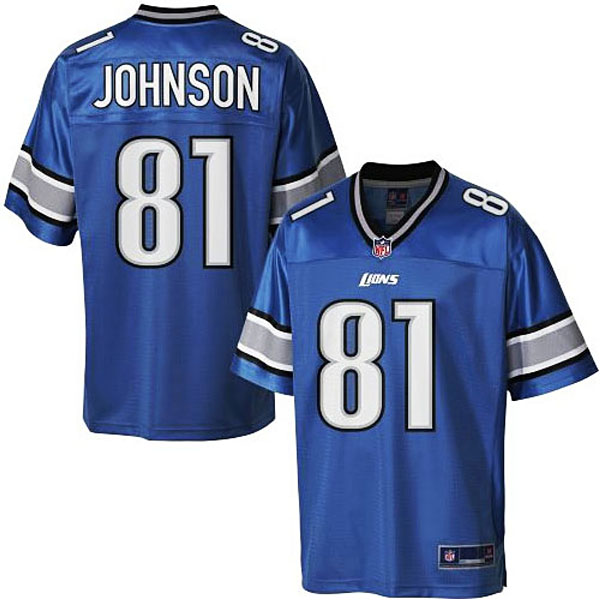 Mens Detroit Lions #81 Calvin Johnson Pro Line Light Blue Player Jersey