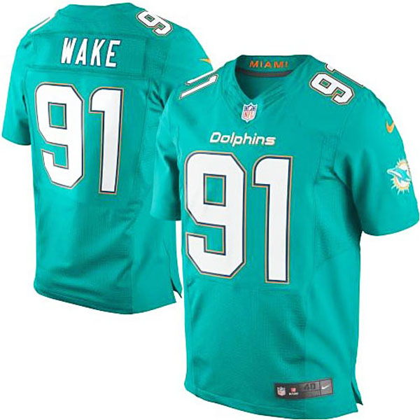 Mens Miami Dolphins #91 Cameron Wake Nike Aqua Elite Jersey