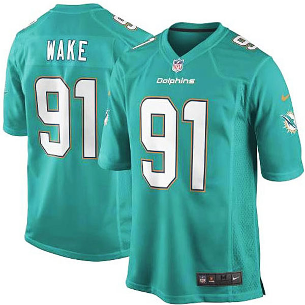 Mens Miami Dolphins #91 Cameron Wake Nike Aqua Game Jersey