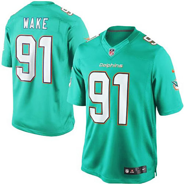 Men's Miami Dolphins #91 Cameron Wake Nike Aqua Team Color Limited Jersey