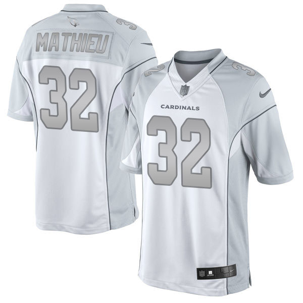 Men's Arizona Cardinals #32 Tyrann Mathieu White Platinum Limited Jersey