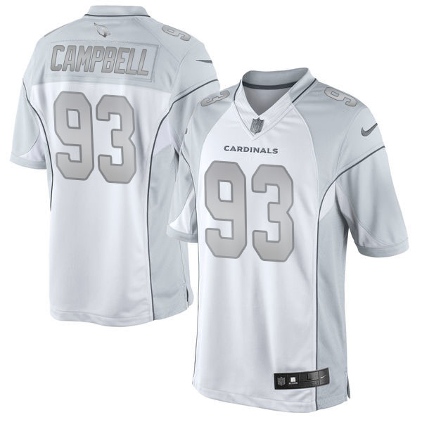 Men's Arizona Cardinals #93 Calais Campbell White Platinum Limited Jersey