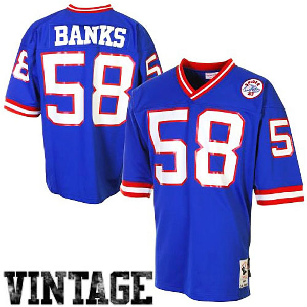 Mens New York Giants #58 Carl Banks Mitchell & Ness Royal Blue Authentic Throwback Jersey