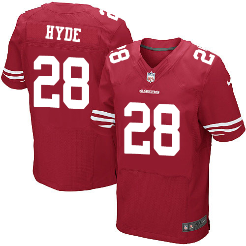 Mens San Francisco 49ers #28 Carlos Hyde Nike Scarlet Elite Jersey