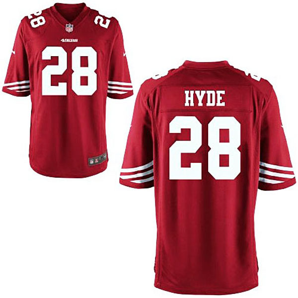 Mens San Francisco 49ers #28 Carlos Hyde Nike Scarlet Game Jersey