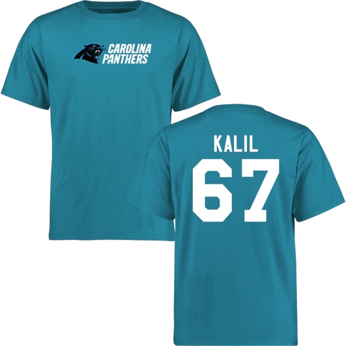 Carolina Panthers #67 Ryan Kalil Blue Name & Number Wordmark T-shirt