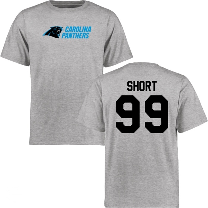 Carolina Panthers #99 Kawann Short Gray Name & Number Wordmark T-shirt