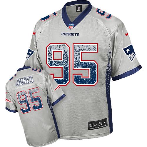 Mens New England Patriots #95 Chandler Jones Nike Grey Drift Fashion Jersey