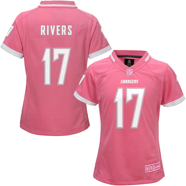 Women's San Diego Chargers #17 Philip Rivers Pink Bubble Gum Jersey