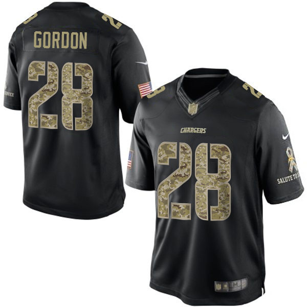 NFL San Diego Chargers #28 Melvin Gordon Salute To Service Black Jersey