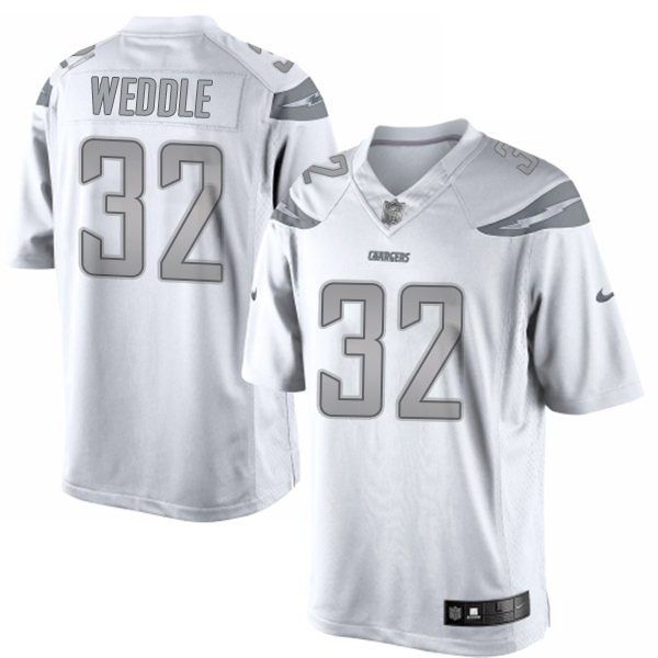 Men's San Diego Chargers #32 Eric Weddle White Platinum Limited Jersey