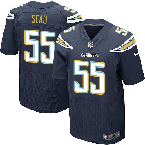 Men's San Diego Chargers #55 Junior Seau Navy Blue Elite Retired Player Jersey