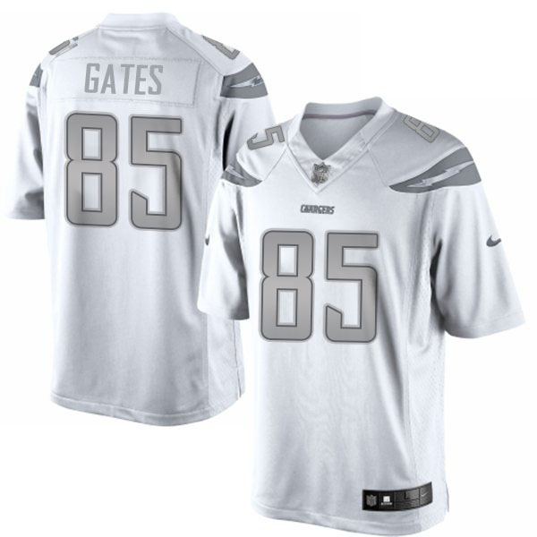 Men's San Diego Chargers #85 Antonio Gates White Platinum Limited Jersey