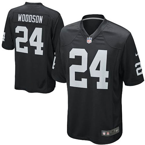 Mens Oakland Raiders #24 Charles Woodson Nike Black Game Jersey