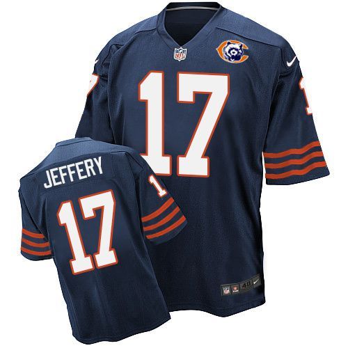 Chicago Bears #17 Alshon Jeffery Navy Throwback Jersey