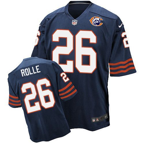 Chicago Bears #26 Antrel Rolle Navy Throwback Jersey