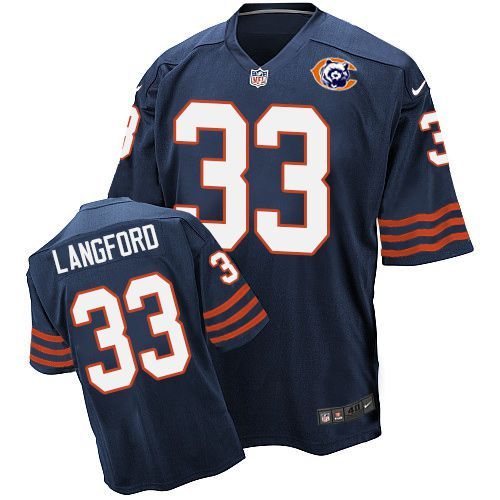 Chicago Bears #33 Jeremy Langford Navy Throwback Jersey